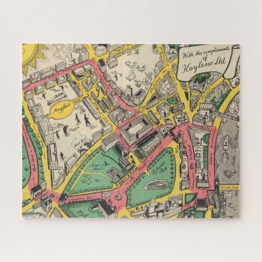 Kaart van de Coronation Route, Londen, Engeland Legpuzzel (Horizontaal)