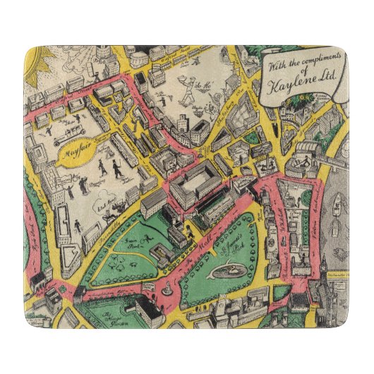 Kaart van de Coronation Route, Londen, Engeland Snijplank (Voorkant)