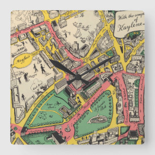 Kaart van de Coronation Route, Londen, Engeland Vierkante Klok