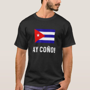 Kaart van de Cubaanse vlag Souvenir Slang ay Coño  T-shirt