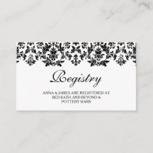 Kaart van de Damask Wedding Registry van Black & W