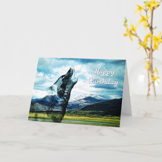 Kaart van de de wolfs de huilende Verjaardag van (Gele Bloem)