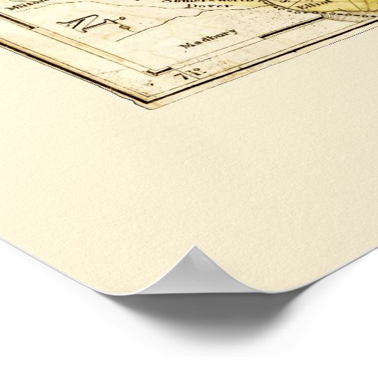 Kaart van de deelstaat Maine (1843) Poster (Hoek)