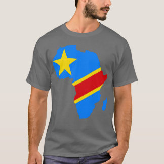 Kaart van de Democratische Republiek Congo Vlag Af T-shirt