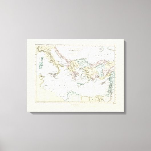 Kaart van de dienstreis van Apostle Paul Canvas Afdruk (Voorkant)