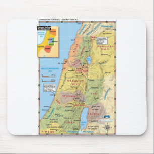 Kaart van de divisie Canaan Twelve Tribal Lands Muismat