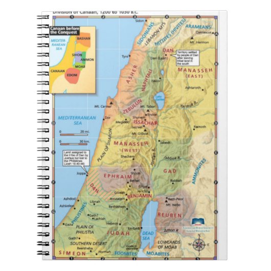 Kaart van de divisie Canaan Twelve Tribal Lands Notitieboek (Voorkant)