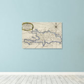  kaart van de Dominicaanse Republiek (1750) Canvas Afdruk (Insitu (Houten vloer))