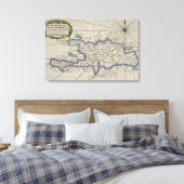  kaart van de Dominicaanse Republiek (1750) Canvas Afdruk (Insitu (Slaapkamer))