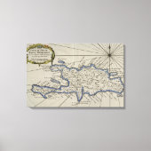  kaart van de Dominicaanse Republiek (1750) Canvas Afdruk (Voorkant)