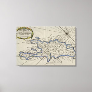  kaart van de Dominicaanse Republiek (1750) Canvas Afdruk