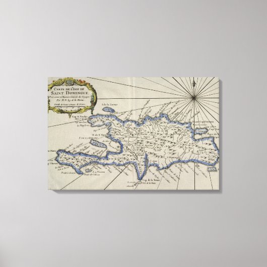  kaart van de Dominicaanse Republiek (1750) Canvas Afdruk (Voorkant)