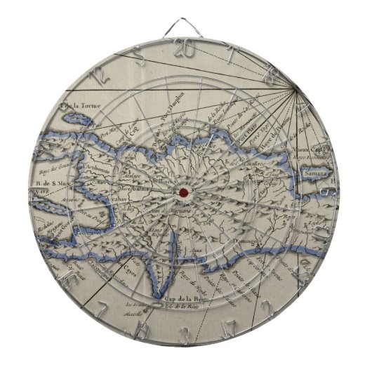 kaart van de Dominicaanse Republiek (1750) Dartbord (Voorkant)