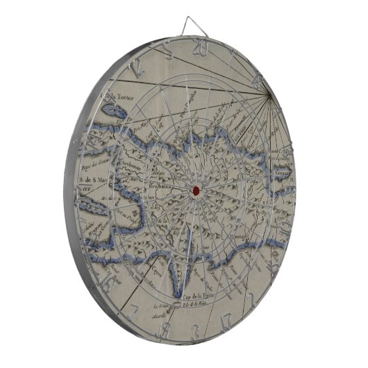  kaart van de Dominicaanse Republiek (1750) Dartbord (Voorkant Links)
