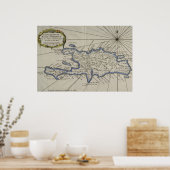  kaart van de Dominicaanse Republiek (1750) Poster (Keuken)