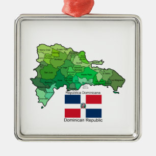 Kaart van de Dominicaanse Republiek Metalen Ornament