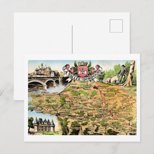 Kaart van de Dordogne Valley Frankrijk (Voorkant / Achterkant)
