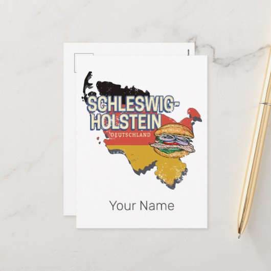 Kaart van de Duitse deelstaat Sleeswijk-Holstein (Voorkant / Achterkant in situ)
