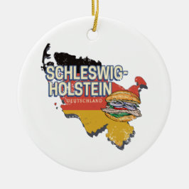 Kaart van de Duitse deelstaat Sleeswijk-Holstein Keramisch Ornament
