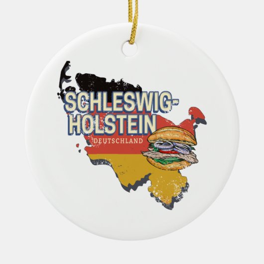Kaart van de Duitse deelstaat Sleeswijk-Holstein Keramisch Ornament (Voorkant)