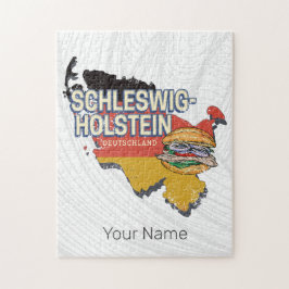 Kaart van de Duitse deelstaat Sleeswijk-Holstein Legpuzzel