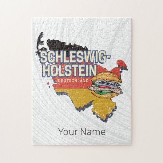 Kaart van de Duitse deelstaat Sleeswijk-Holstein Legpuzzel (Verticaal)