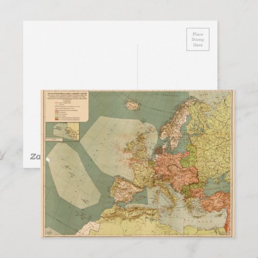 Kaart van de Duitse onderzeeër van de Eerste Werel (Voorkant / Achterkant)