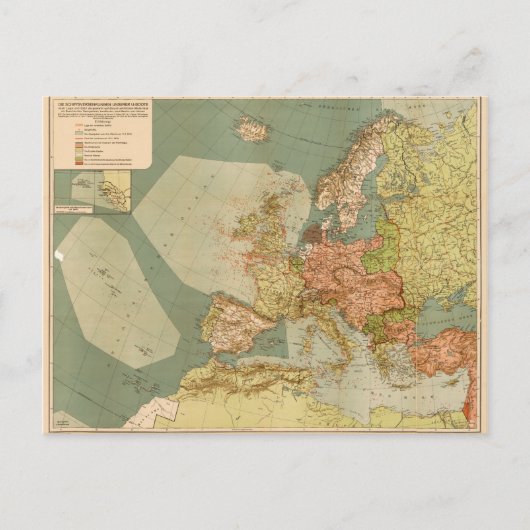 Kaart van de Duitse onderzeeër van de Eerste Werel (Voorkant)