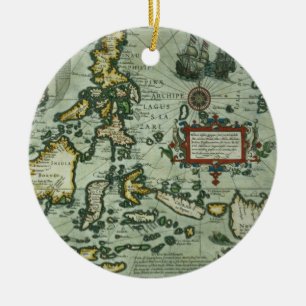 Kaart van de East Indies, pub. 1635 in Amsterdam ( Keramisch Ornament