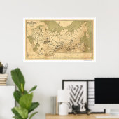 Kaart van de edele metalen van het Russische Rijk Poster (Thuiskantoor)