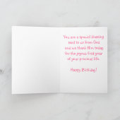 Kaart van de eerste verjaardag van de dochter (Binnen)