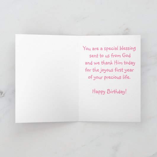 Kaart van de eerste verjaardag van de dochter (Binnen)