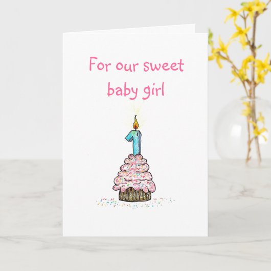 Kaart van de eerste verjaardag van de dochter (Gele Bloem)