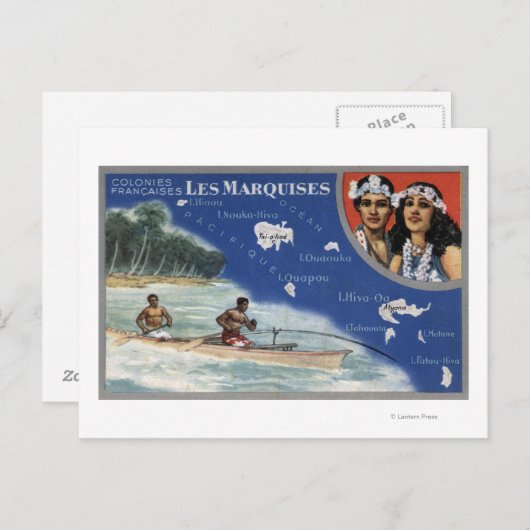 Kaart van de eilanden, Native in a Canoe (Voorkant / Achterkant)