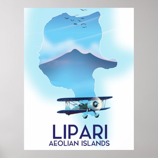 Kaart van de eilanden van de Eolian Lipari Poster (Voorkant)