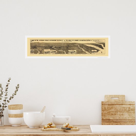 Kaart van de elektrische spoorweg 1894 poster (Keuken)