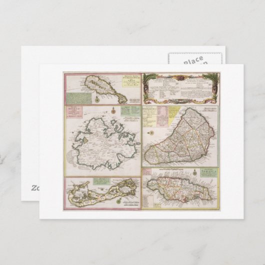 Kaart van de Engelse kolonies in het Caribisch geb (Voorkant / Achterkant)