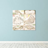 Kaart van de Engelse kolonies in het Caribisch geb Canvas Afdruk (Insitu (Houten vloer))