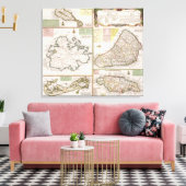 Kaart van de Engelse kolonies in het Caribisch geb Canvas Afdruk (Insitu (Woonkamer))
