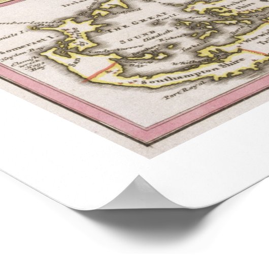 Kaart van de Engelse kolonies in het Caribisch geb Poster (Hoek)