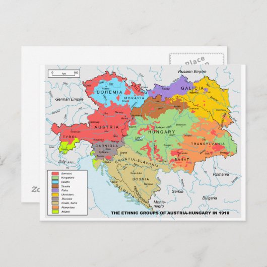 Kaart van de etnische diversiteit tussen Oostenrij (Voorkant / Achterkant)