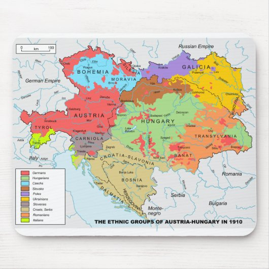 Kaart van de etnische diversiteit tussen Oostenrij Muismat (Voorkant)