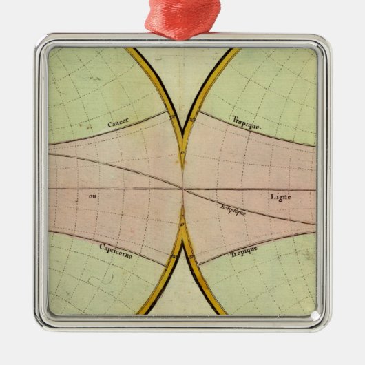 Kaart van de evenaar metalen ornament (Voorkant)