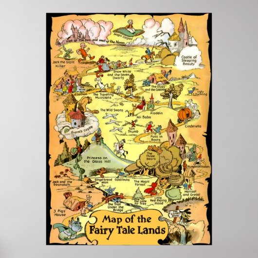 Kaart van de Fairy Tale Lands (in 23 maten) Poster (Voorkant)