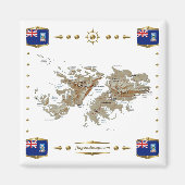Kaart van de Falklandeilanden + Flags Magnet (Voorkant)