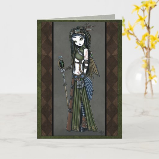 "Kaart van de Fee van Steampunk Aviatrix van de Kaart (Gele Bloem)