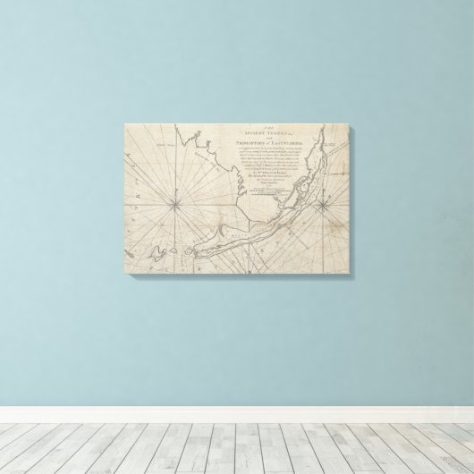  kaart van de Florida Keys (1771) (2) Canvas Afdruk (Insitu (Houten vloer))