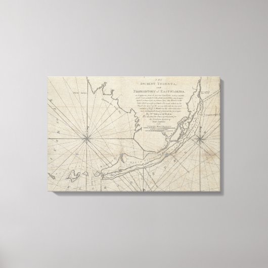  kaart van de Florida Keys (1771) (2) Canvas Afdruk (Voorkant)