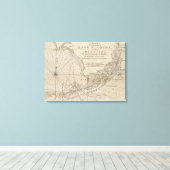  kaart van de Florida Keys (1771) Canvas Afdruk (Insitu (Houten vloer))