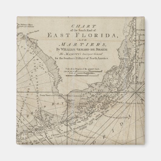  kaart van de Florida Keys (1771) Magneet (Voorkant)